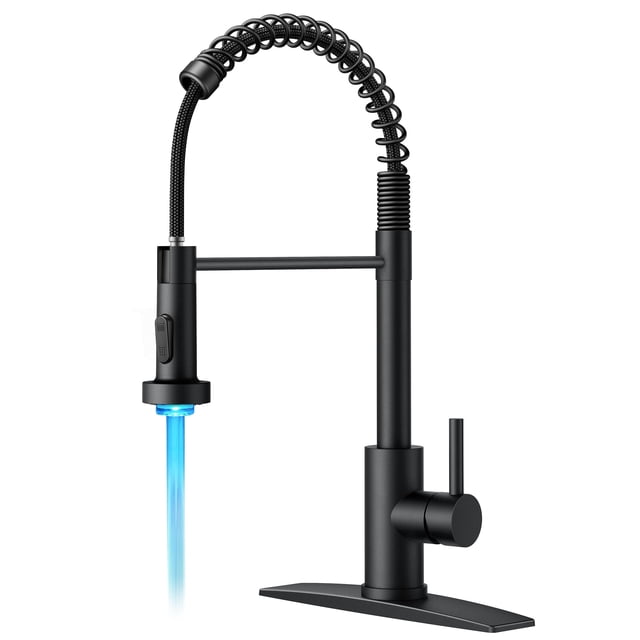 Grifo de cocina FORIOUS LED con pulverizador desplegable negro SS