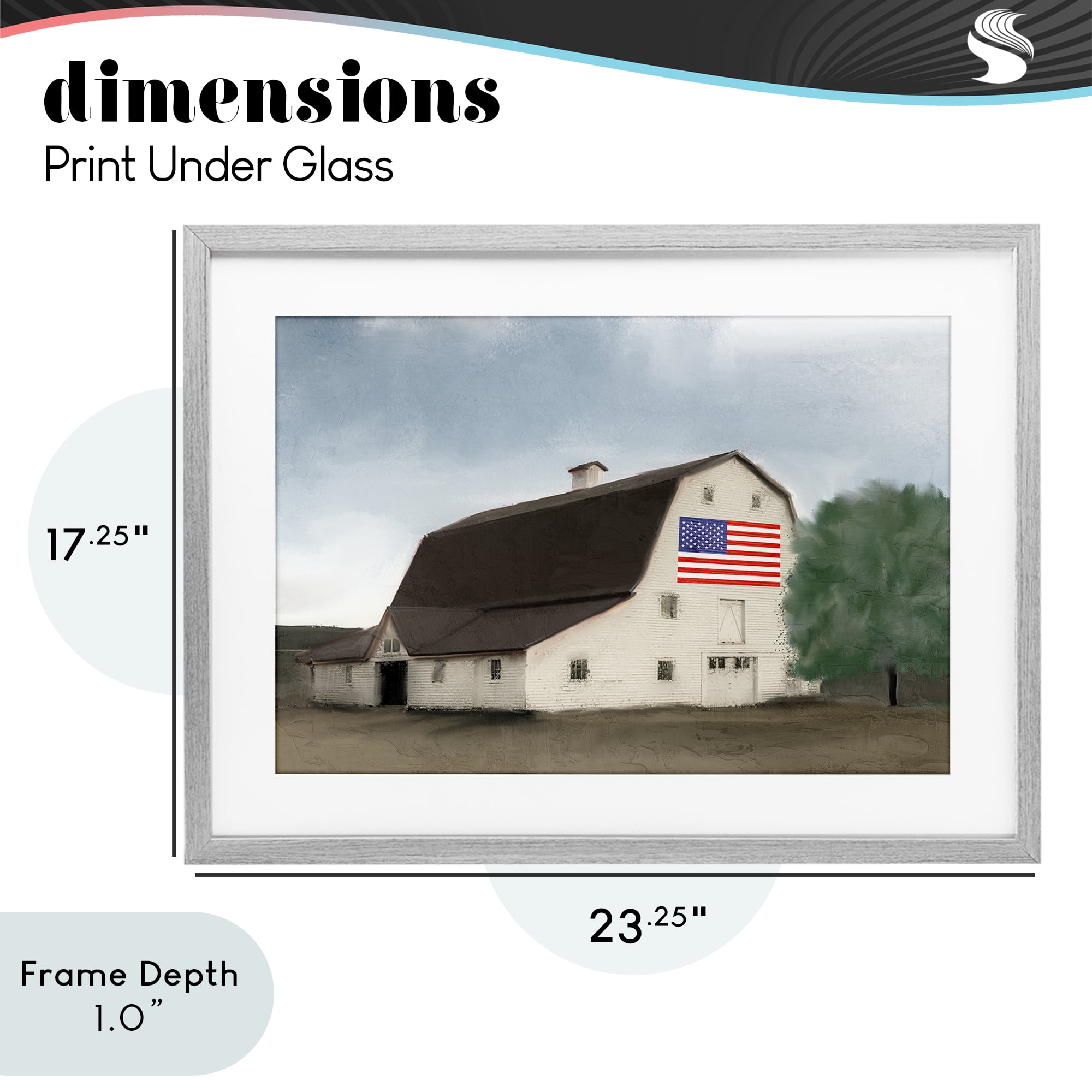 Stupell Industries American Barn Dreams Gray Framed Print Under Glass, design by Kim Allen
