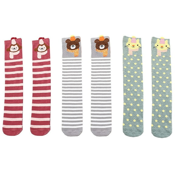 Oraceous 3 Pairs Kids Children Girls and Boys Cartoon Cotton Knee Socks High Socks