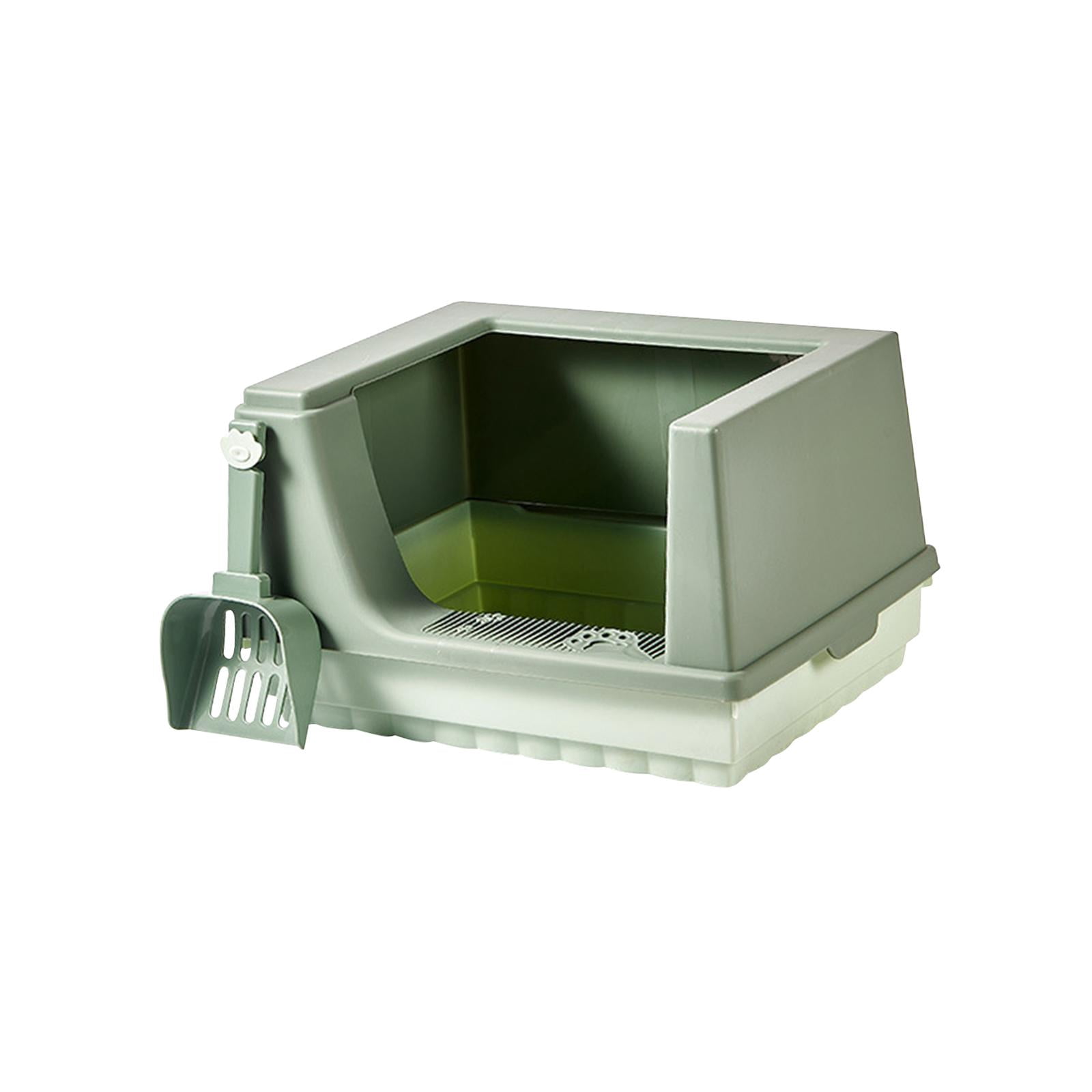 Bvdfgk Cat Litter Box Litter Tray Bottom Detachable Semi Enclosed with Portable Antiing Green L