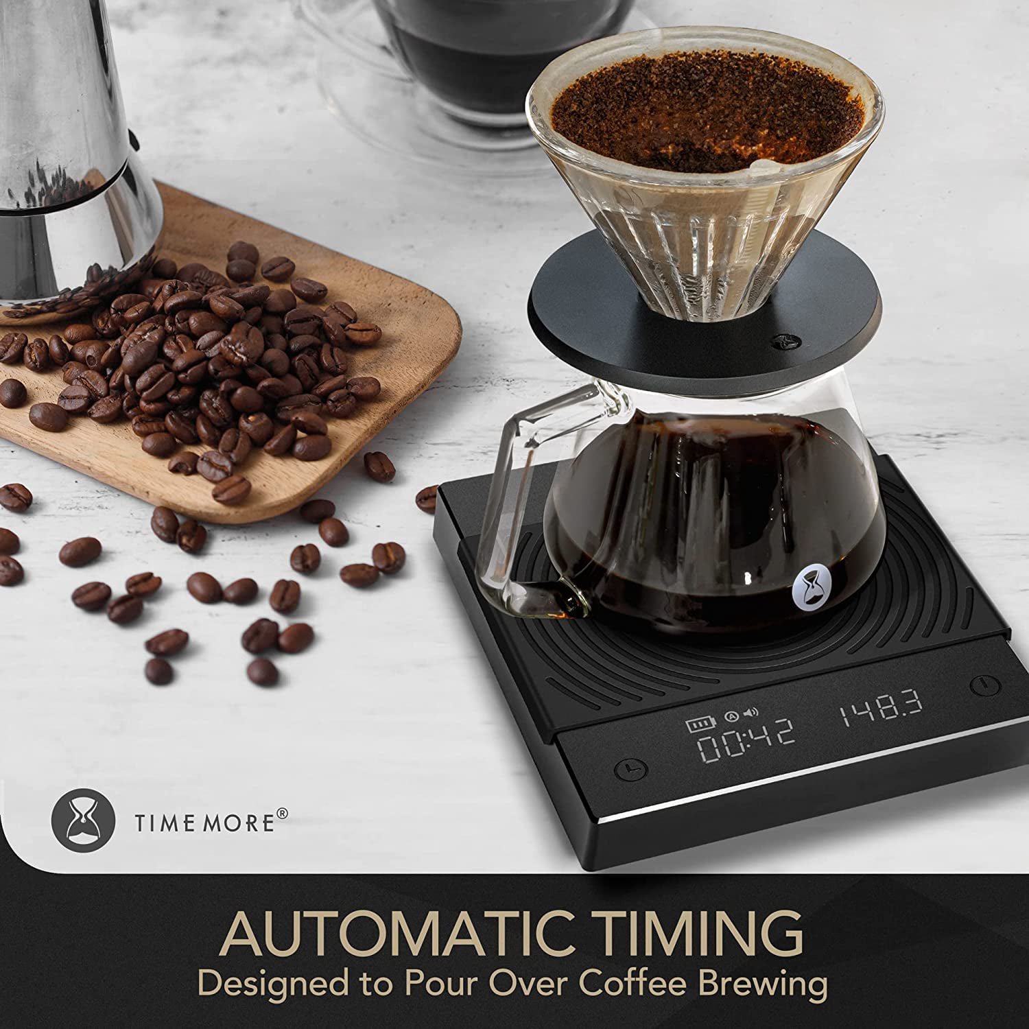  TIMEMORE 2022 New Version Digital Espresso Coffee Scales  Kitchen Scales with Auto Timing, 2000 Grams, Black: Home & Kitchen
