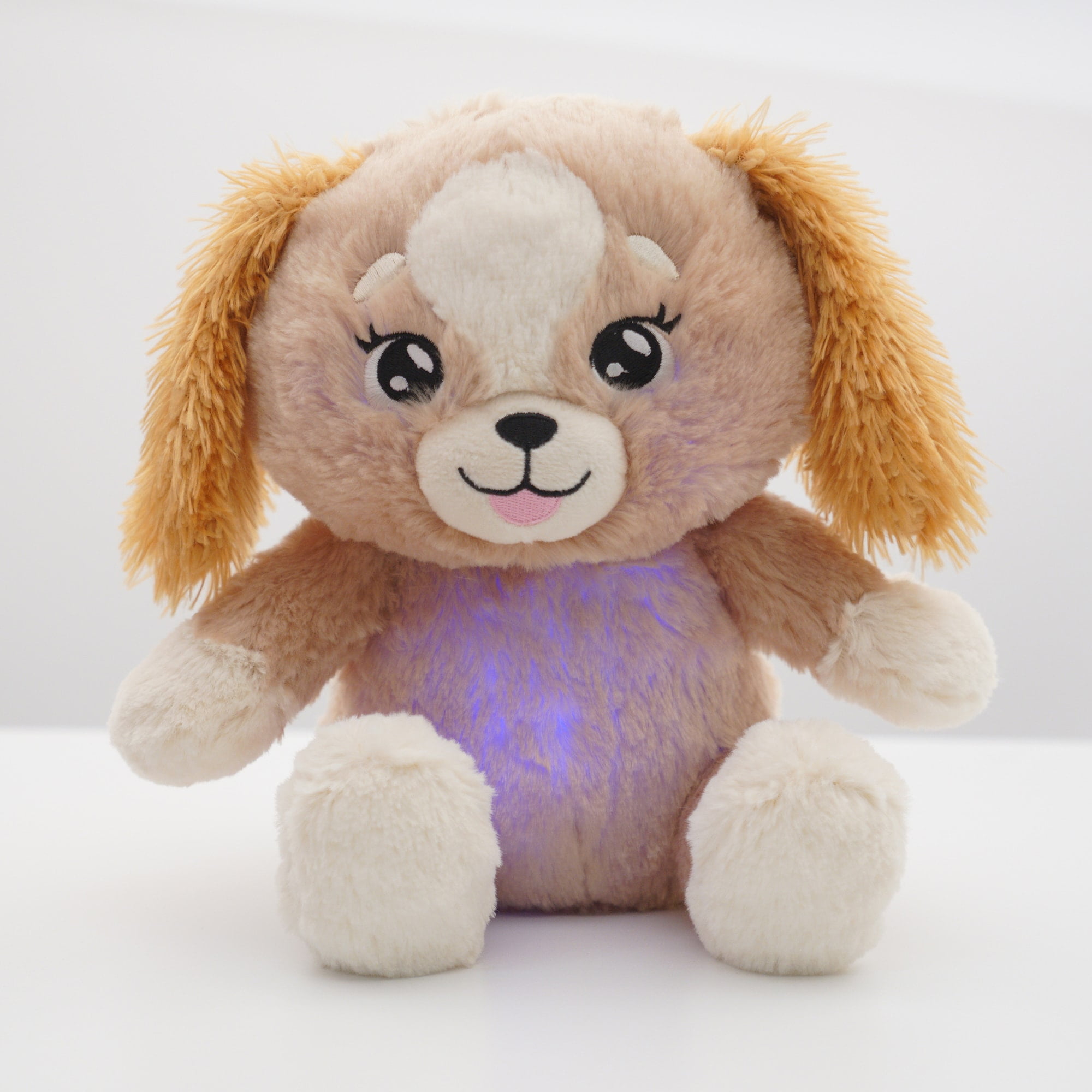Happy Nappers: Lullabrites Brown Dog - Musical Light Up Bedtime Plush - Plays 3 Lullabies, Soft Stuffed Animal, Day & Night Soothing Toy, Kids