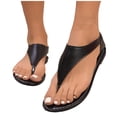 thumbnail image 4 of KIJBLAE Women's Plus Size Solid Color Clip Toe Flat Sandals, Minimalist Casual Design, Lightweight Comfortable Outdoor Beach Shoes Black 38, 4 of 9