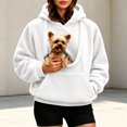 thumbnail image 6 of CAIVO Women Pet Carrying Hoodie Oversized Fuzzy Pullover With Dog Pouch Long Sleeve Drawstring Warm Casual Winter Tops Breathable Streetwear, 6 of 8