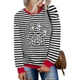 thumbnail image 4 of Yteetum Women's Christmas Crewneck Sweatshirts Oversize Christmas Graphic Print Pullover Hoodless Sweatshirts Top Womens Christmas Stripe Print Round Neck Long Sleeve Sweatshirts Fall Clothes, 4 of 4