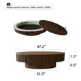 thumbnail image 4 of Noble House Leigh 47" Oval Coffee Table with Hidden Storage, Solid Wood Veneer Fluted Accent Tea Table, Walnut, 4 of 14