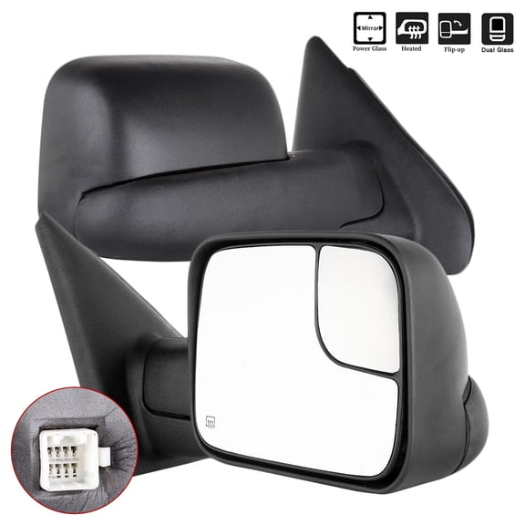 ECCPP Towing Mirrors for 2003-2008 for Dodge for Ram 1500 2500 3500 Truck Power Heated Black Power Side View Set Pair Mirrors