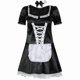 thumbnail image 3 of Women's French Maid Costume Sexy Black Satin Halloween Fancy Dress M-3xl, 3 of 4