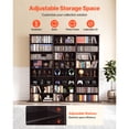 thumbnail image 2 of KFFKFF 8-Tier Media Storage Cabinet, 55.91 x 8.66 x 51.18 in Organizer for CDs, DVDs, Books, and Games, Multimedia Shelf for Living Room, Home Office, or Recording Room, Brown, 2 of 9