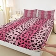 thumbnail image 3 of Castle Fairy Cheetah Print Girl 3pcs Twin Sheet Sets,Black Pink Twin Fitted Sheet,Abstract Gradient Breathable Flat Sheet,Super Cozy Room Decor, 3 of 7