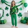 thumbnail image 4 of Conjuntos de blusa y camisa de manga larga con cuello redondo. Conjunto de camisa y pantalón de manga larga con estampado del Día de San Patricio para niños y niñas. Top y pantalón para niña., 4 of 8