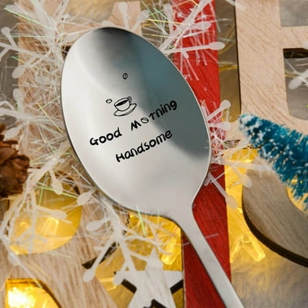 

MRULIC Kitchen supplies Engraved Spoon Best Present for Husband Madam Family and Friends Tableware + C