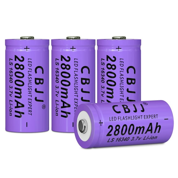 CBJJ 4PC 16340 Rechargeable Battery 3.7V 2800mAh Battery for Streamlight, Household Flashlights, Model Airplane, Headlights, Small Fan, Electronic Devices, Scooters, Camera, etc