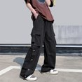 thumbnail image 4 of WXLWZYWL Goth Baggy Cargo Pants with Pockets for Men Women Y2K Straight Leg Joggers Casual Streetwear Loose Pants, 4 of 6