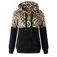 thumbnail image 3 of Jacket for Women Womens Hooded Zip Up Jackets Fleece Fuzzy Coats Winter Casual Leopard Color Block Outwear Hoodies with Pockets chaquetas y abrigos de piel y piel sintética para mujer, 3 of 6