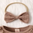 thumbnail image 4 of Newborn Infant Baby Girl Clothes Long Sleeve Bow Romper Ruffle Jumpsuits with Headband, 4 of 7