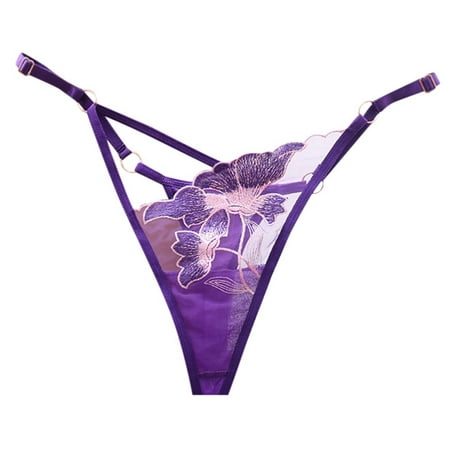 Yuhangmm Women s Sexy Underpants Embroidery Thong Panties Low Waist Briefs Underwear plus Size Lingerie for Women with Underwire