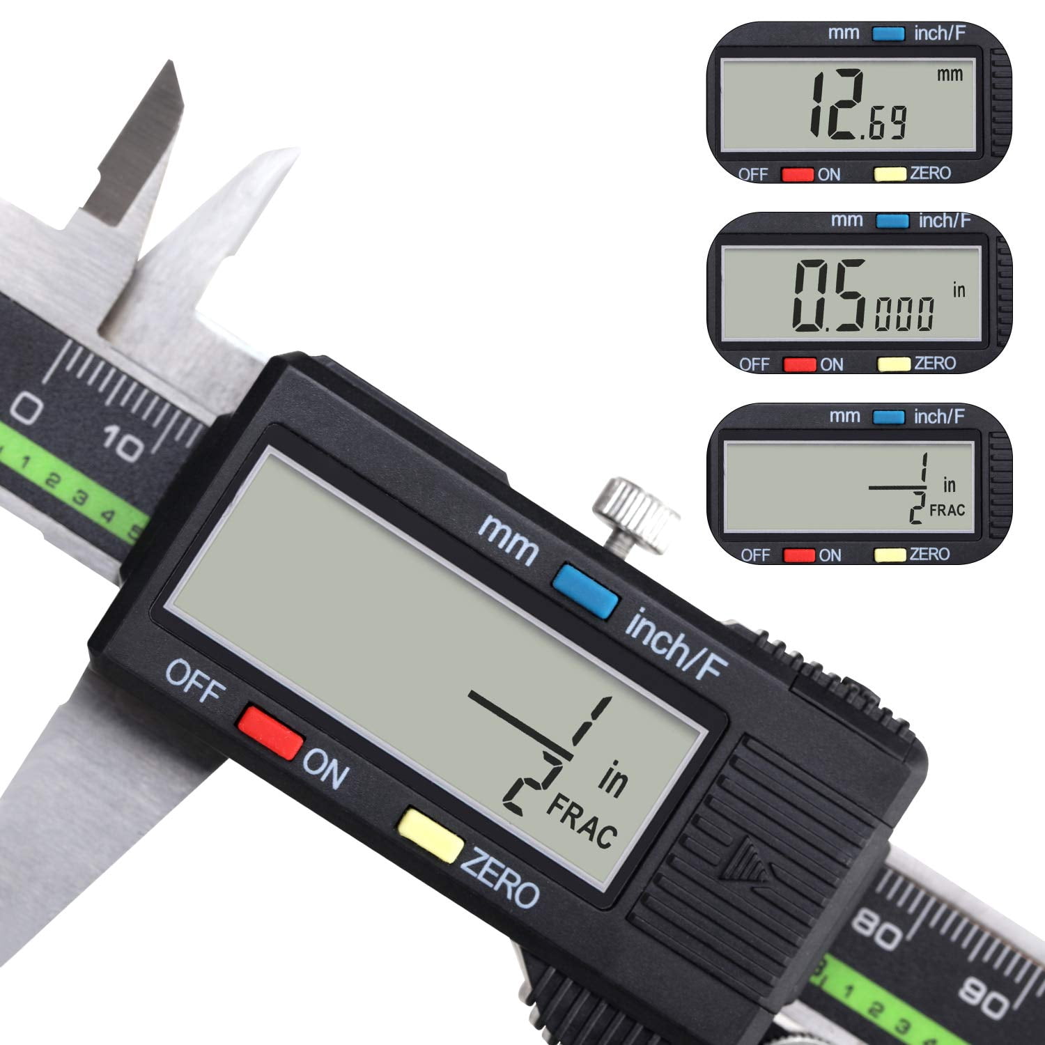 Digital Caliper Stainless Steel with Large LCD Screen 6 Inch Millimeter Fractions Conversion Electronic Vernier Caliper Measuring Tool (6 inch)