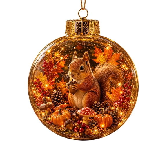 2026 Christmas Home Party Decoration Fall Ornament Forest Wildlife In Glass Ball Hanging Ornament Pumpkin Maple Leaf Thanksgiving Christmas Tree Decor Christmas Celebration Party Supplies