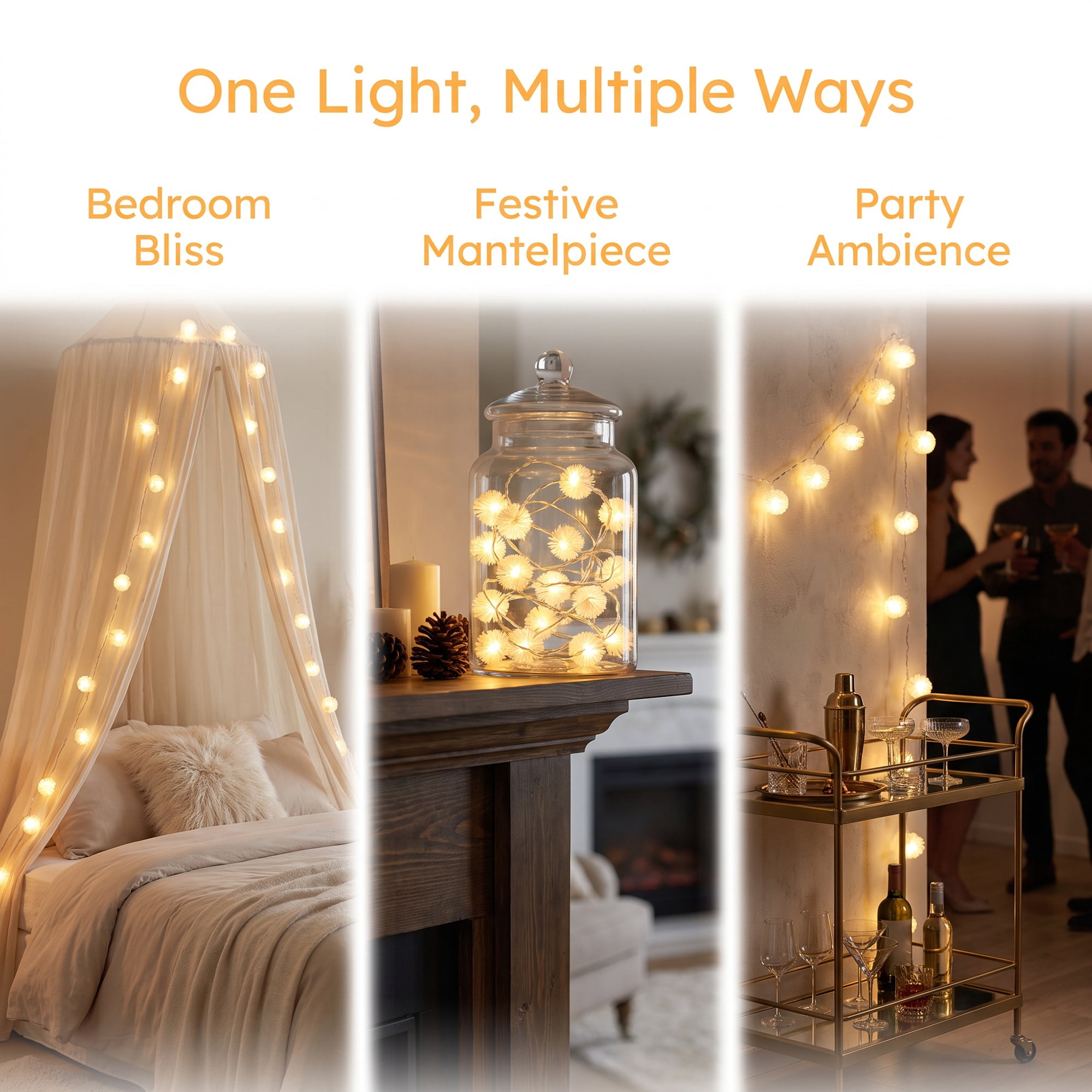Unique Bargains Lights for Cozy Modern Fairy Lamps 4.9 ft Battery Operated