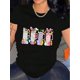 thumbnail image 1 of Camisetas de verano para mujer, manga corta, cuello redondo, casual, lindo, con gráficos, camisetas básicasWomen's Easter Graphic Print Tee Casual Short Sleeve Shirt Breathable For Everyday Wear Tee, 1 of 3