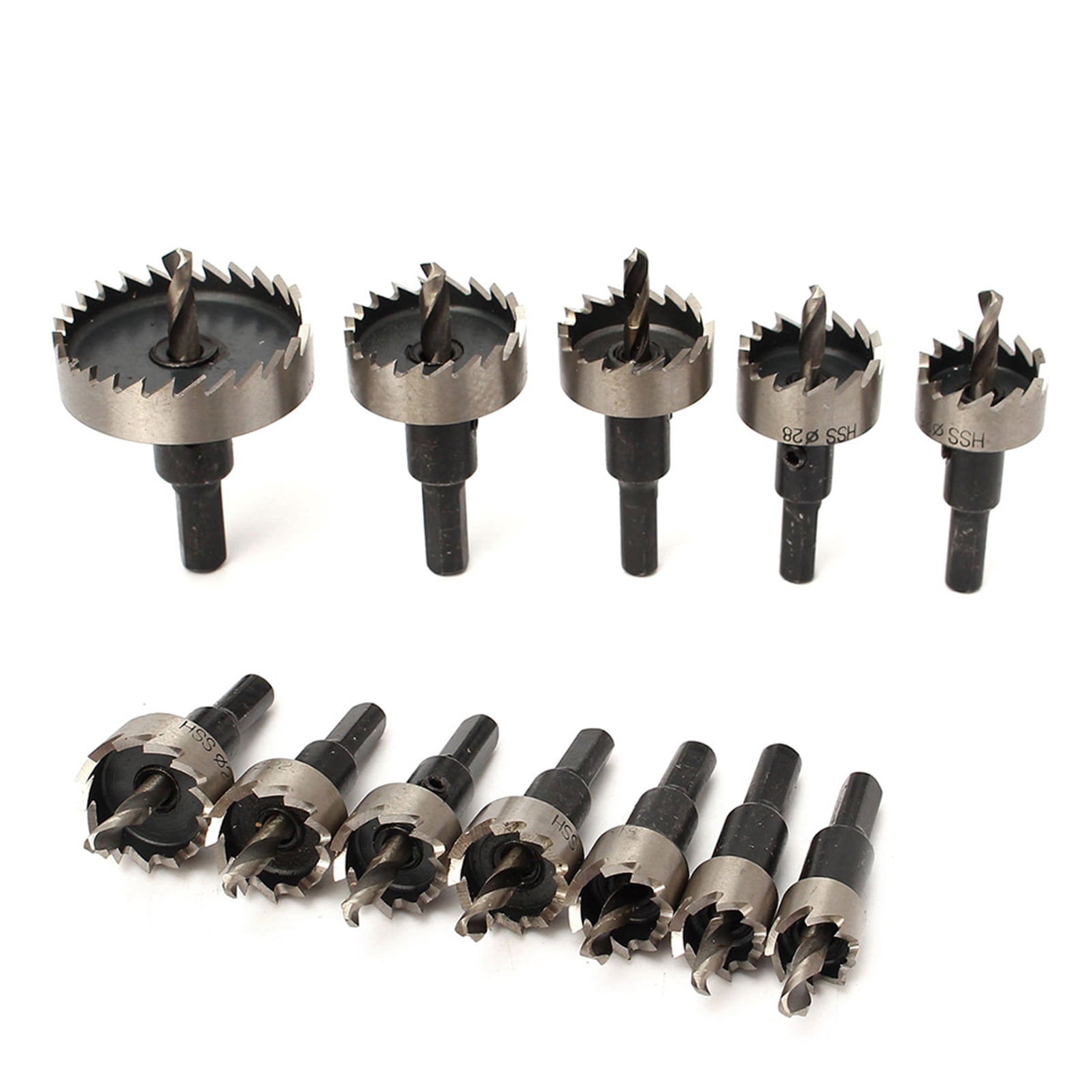 Hole 12PCS HSS Drill Bit Hole Saw Tooth Set Stainless Steel Metal Alloy Cutter 15-50mm