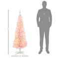 thumbnail image 3 of Zootealy 5ft Pencil Christmas Tree, Slim Artificial Christmas Tree with Realistic Branches and Warm White LED Lights, Pink, 3 of 8