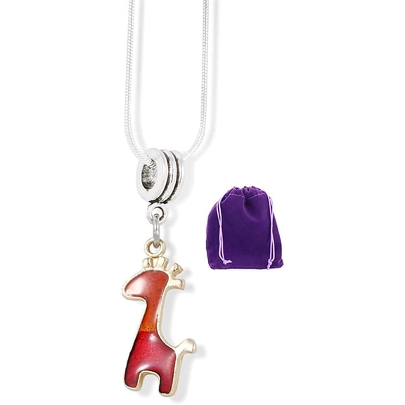 EPJ Giraffe with Four Horns and Tail Charm Snake Chain Necklace