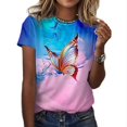 thumbnail image 2 of Blusa holgada de manga corta con cuello redondo y estampado a la moda para mujer Pompotops  hfajkhk130429, 2 of 6