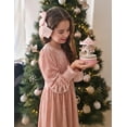thumbnail image 5 of Oudiya Girls Velvet Long Sleeve Dress Crew Neck Winter Fall Vintage Party Dress for Kids 4-13Y, 5 of 7