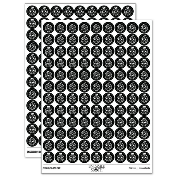 Happy Cute Honeydew Melon 200 Round Stickers - Black - Gloss Finish - 0.50" Size