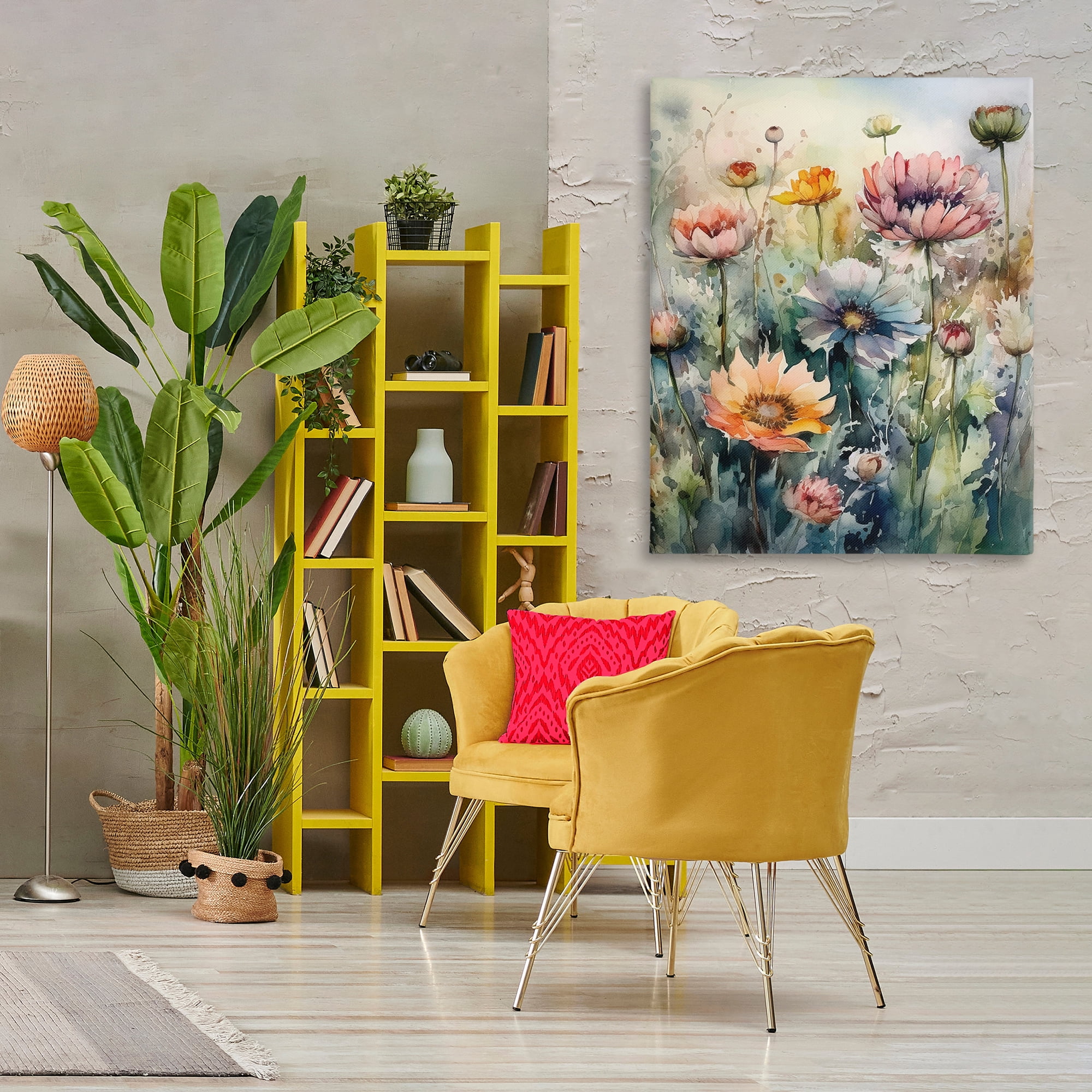 Stupell Industries Wild Gerbera Daisies Plants & Flowers Painting Wrapped Canvas Art Print Wall Art, 36 x 48