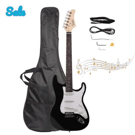 GZXS 39" Electric Guitar for Beginner, Black & White | Starter Guitar Kit for Lovers, Included Bag, Pick, Cord, Shoulder Strap, Whammy Bar, Wrench Tool