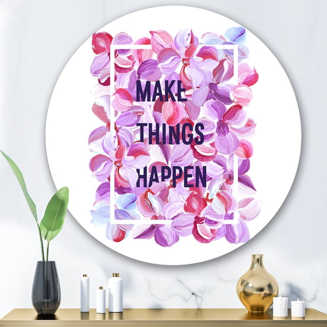 Designart - Make Things Happen - Traditional Metal Circle Wall Art