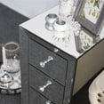 thumbnail image 4 of 11.7" 3-Drawer Mirrored End Table Bedside Table for Living Room, Mirrored Nightstand Side Table for Bedroom, Silver, 4 of 9