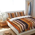 thumbnail image 3 of Vintage Striped 4 Piece Bedding Set, Orange Black Brown Stripes Simple Country Twin Size Duvet Cover Set with Zipper Closure & Corner Ties Soft Breathable Comforter Cover for Bedroom, 3 of 9