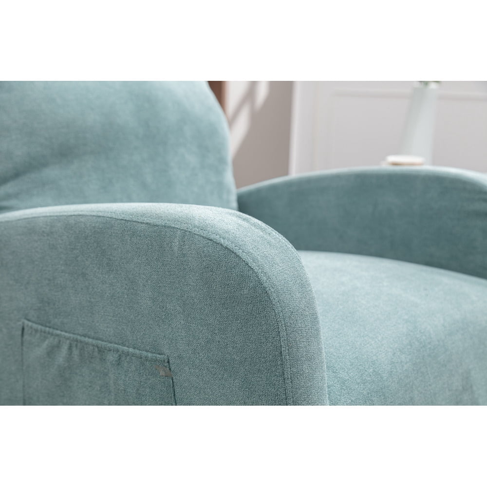 Upholstered Swivel Glider, Cosymart Rocking Chair for Nursery in Light Blue, Modern Style One Left Bag