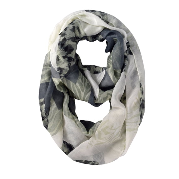 Peach Couture Animal Print Wide Chevron Design Summer Infinity Loop Scarf - Grey