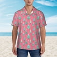thumbnail image 2 of Balery Pastel Christmas Trees on Pink Camisas hawaianas de manga corta para hombre, camisas playeras de corte holgado, camisas de vacaciones con botones,3X-Large, 2 of 7