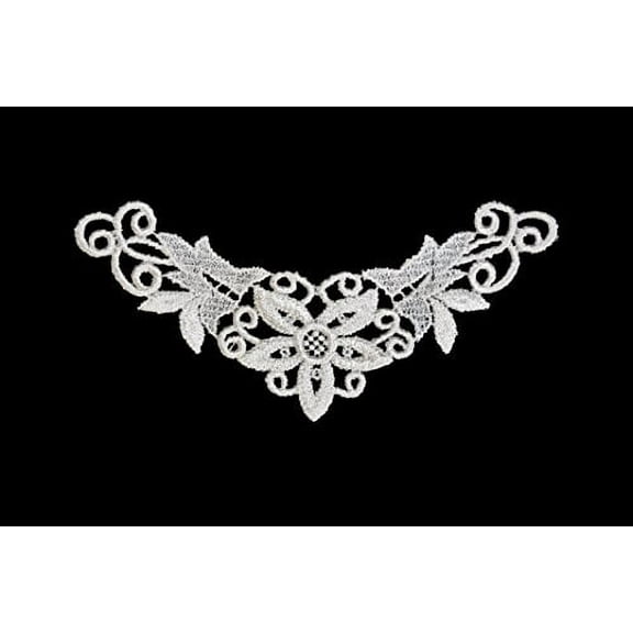 Altotux 7 x 1.75 Inches White Venice Embroidery Bodice Motif Applique by 3 Pcs