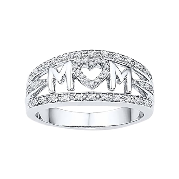 FENGGHAO Mothers Day Heart Ring Size 9 Silver Plated Elegant Copper Wedding Band Stackable Engagement Style Jewelry Gift for Mom