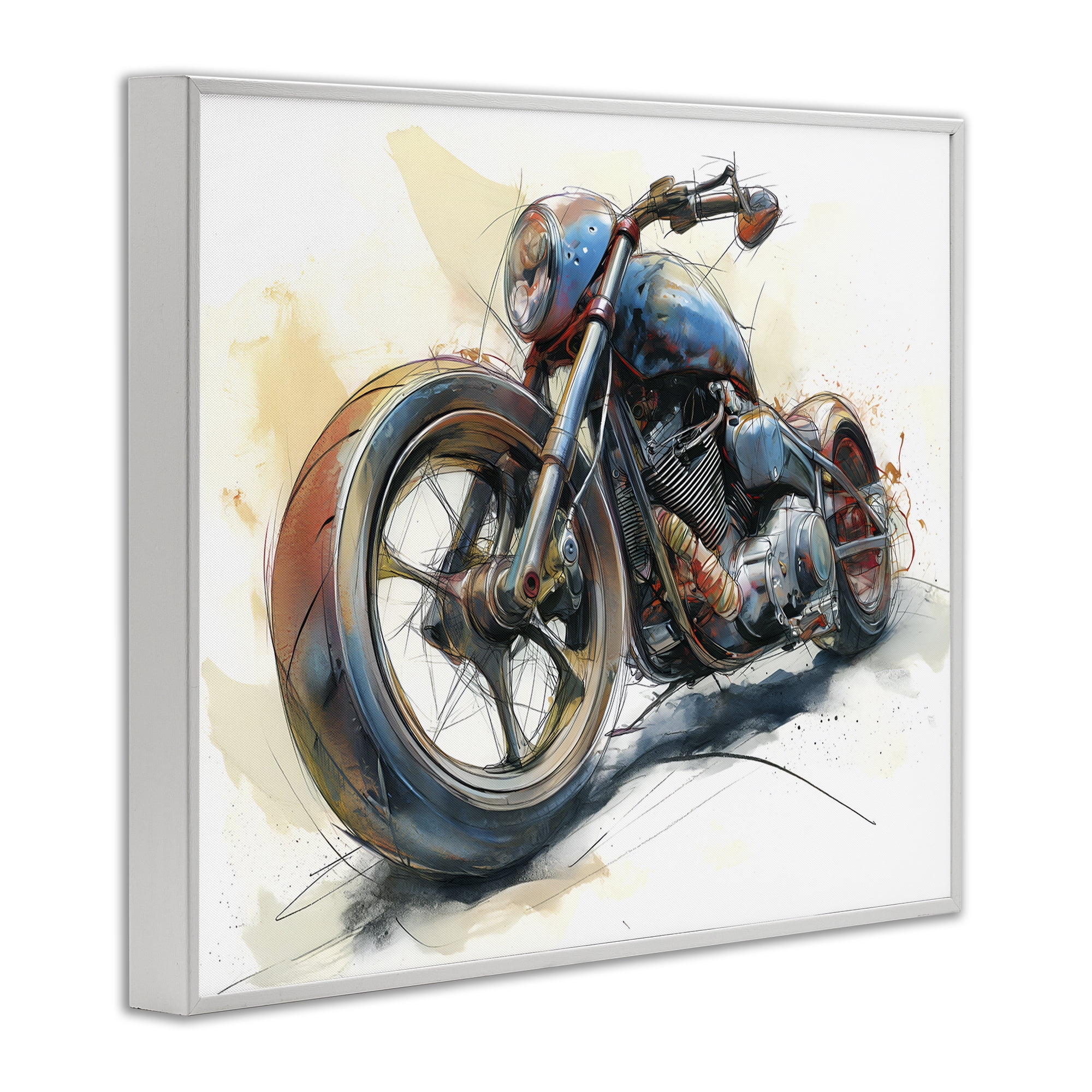 Stupell Industries Whimsical Motorcycle Concept White Framed Giclee Art, design by Steve Hunziker