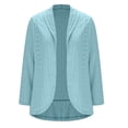 thumbnail image 4 of Holzkary Women's Ruched 3/4 Sleeve Blazers, Lightweight Slim Fit Jackets with Padded Shoulder for Business Casual Summer Lightweight Open Front Cardigans Netted Knit Half Sleeve Cover Ups Sky Blue Xl, 4 of 6