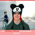 thumbnail image 4 of Disney Unisex Adult Mickey Mouse Acrylic Knit Winter Laplander Hat with Jumbo Knit Pom Ears and Knit Tassels Black, 4 of 4