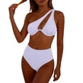 thumbnail image 5 of Roncen Sexy Brazilian Thong High Cut Bikini Sets for Women One Shoulder Cutout Swimsuits 2 Pieces, 5 of 9