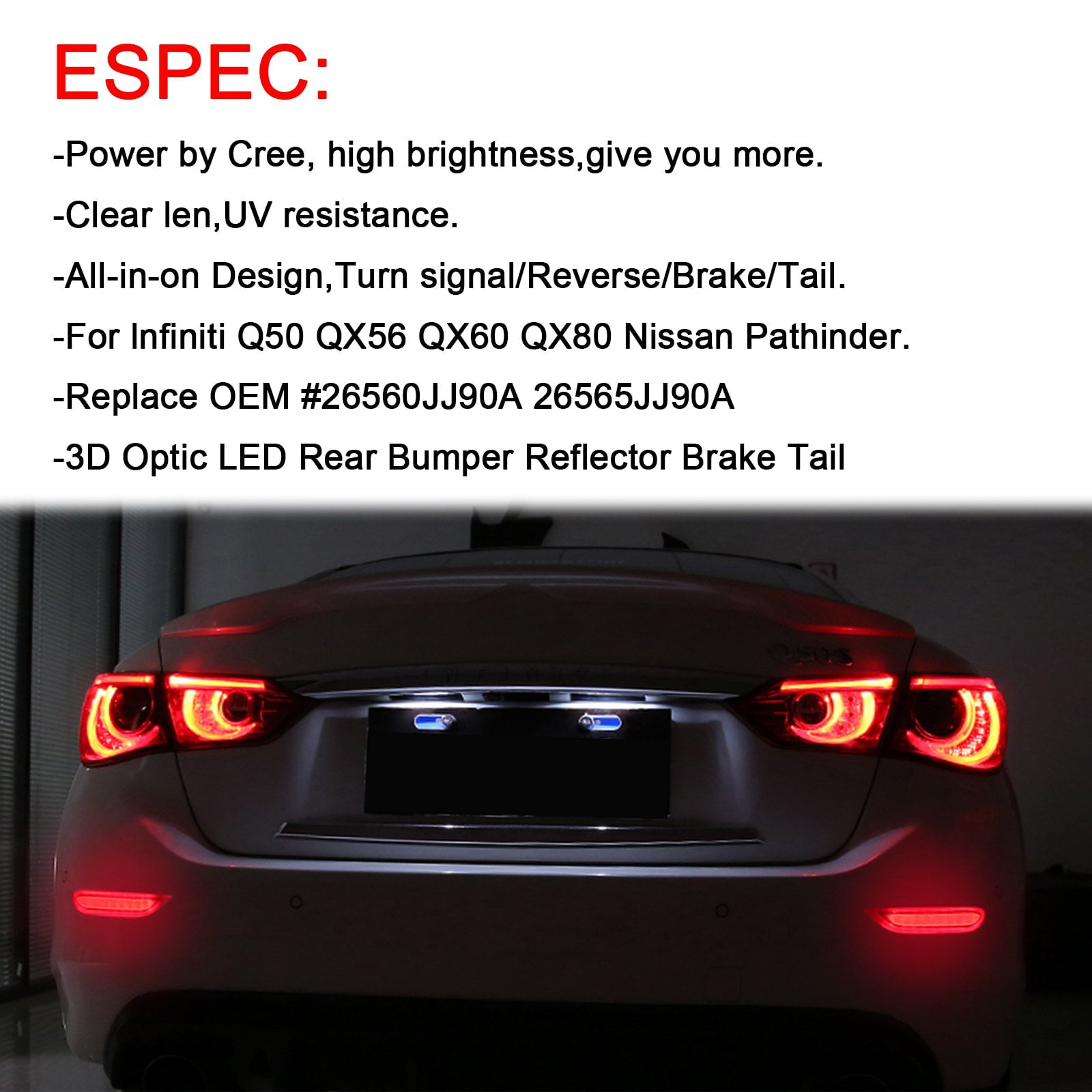 Smoked Lens LED w/Sequential Turn Signal Brake Lights For Infiniti QX56