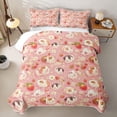 thumbnail image 2 of Erosebridal Cute Guinea Pig Animal Twin Quilt Set for Girls, Strawberry Daisy Flower Twin Coverlet Set, 2 Pieces, 2 of 7