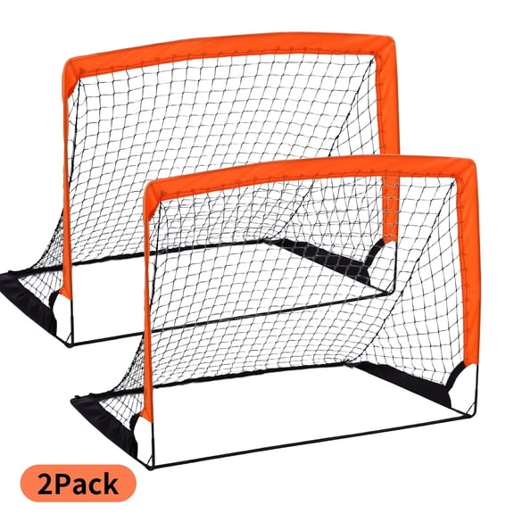 2 Pack 4'x3' Size Portable Soccer Goals Set for Backyard Fun, Outdoor Games for Backyard, Beach, Park, Lawn, Kids Soccer Training Equipment