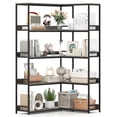 thumbnail image 1 of Costway 5-Tier L-Shaped Bookcase Corner Bookshelf with Metal Frame Open Display Shelf Gray, 1 of 10