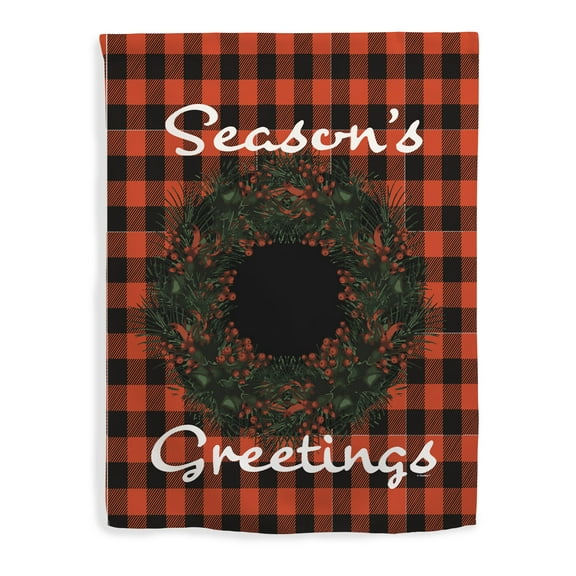 ThisWear Winter Decorations Seasons Greetings Flag Winter Holiday Season Decor Vertical House Flag Red Plaid